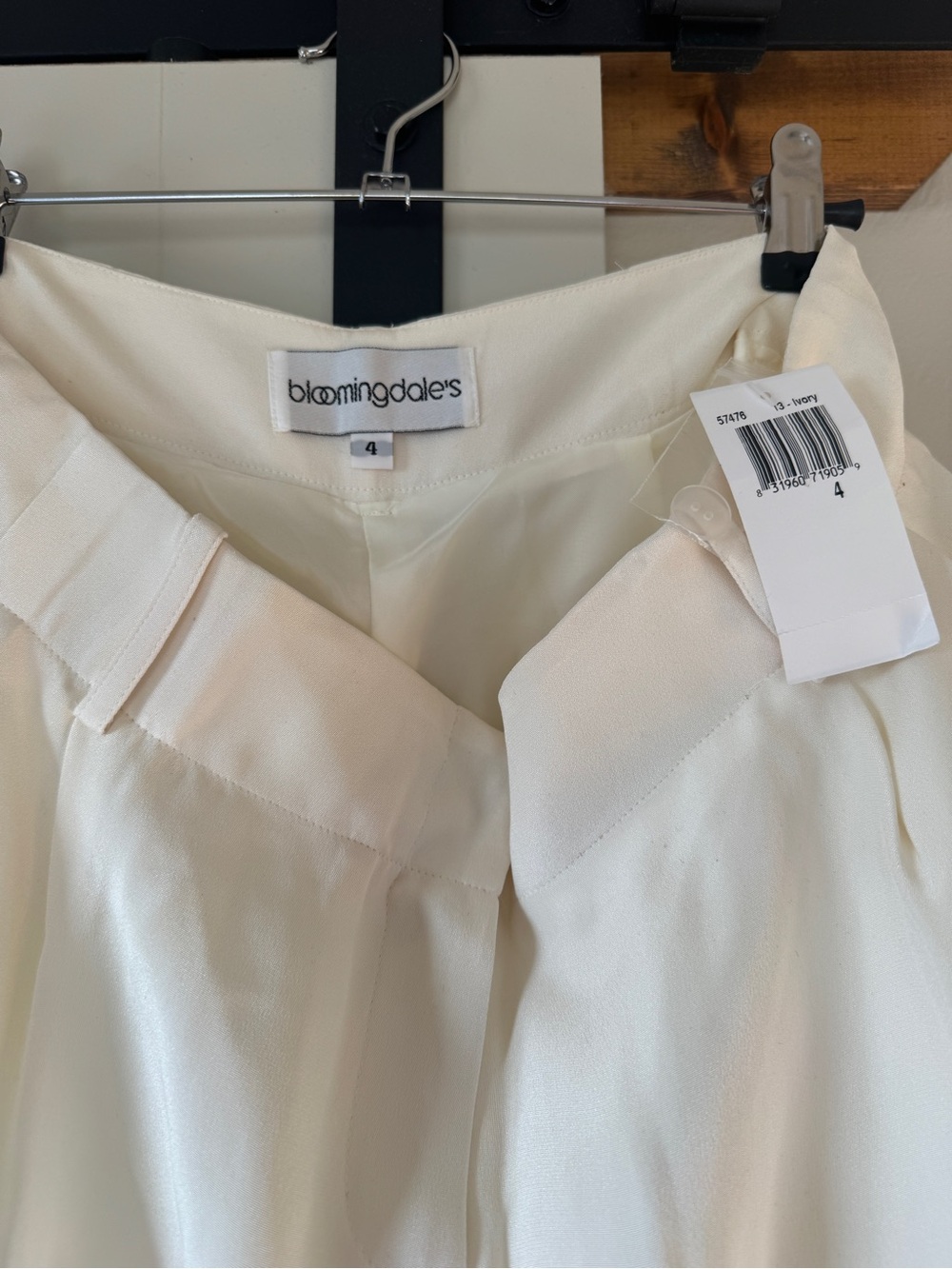 NWT Vintage Bloomingdale's 100% Silk Trousers Ivory 4